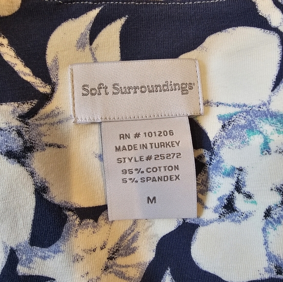 Soft Surroundings Size Medium Faux Wrap Blue Floral Shapely Anywhere Dress - Picture 7 of 10